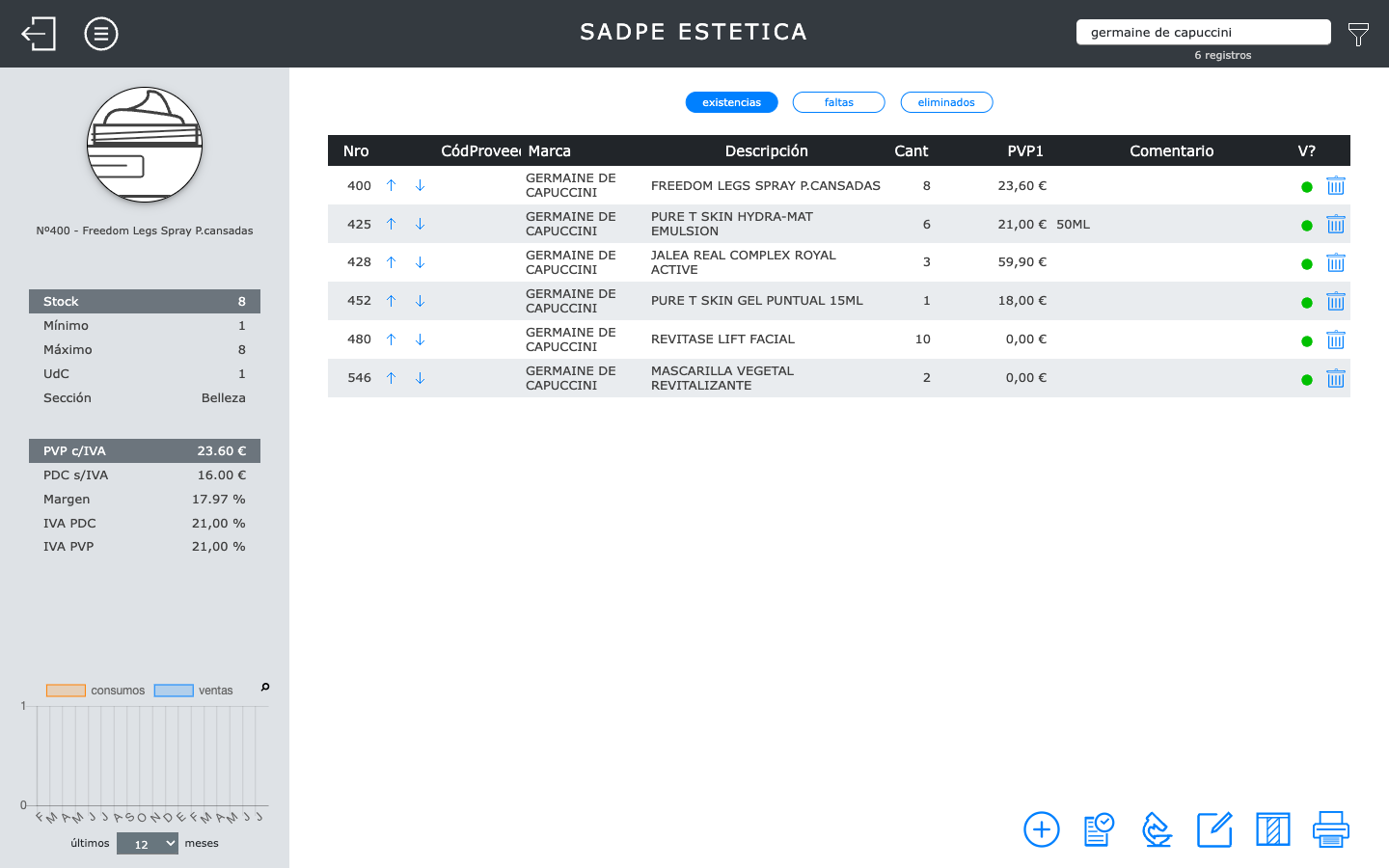 Módulo de almacén y control de stock de SaDPe Fusión